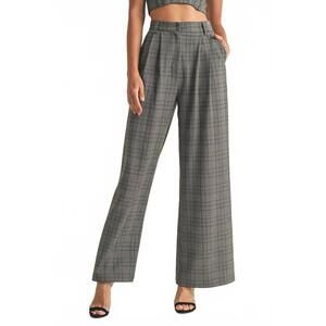NEW ENDLESS BLU. plaid tailored pants in grey